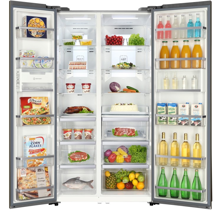 Haier HRF-800DGS8 1m Wide Side-by-side American Fridge Freezer - Titanium Glass