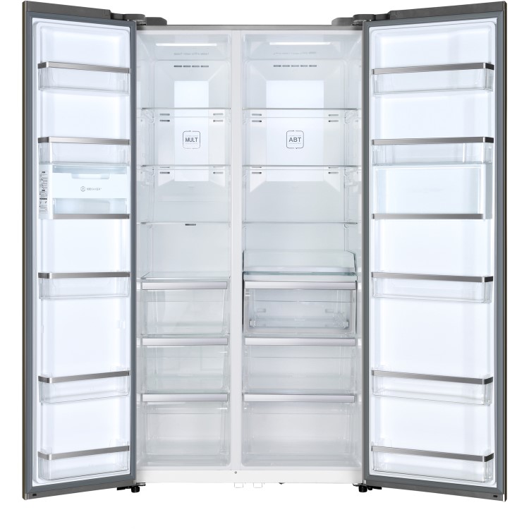 Haier HRF-800DGS8 1m Wide Side-by-side American Fridge Freezer - Titanium Glass