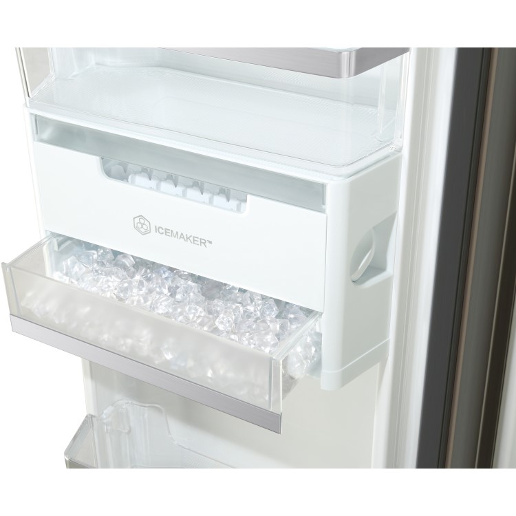 Haier HRF-800DGS8 1m Wide Side-by-side American Fridge Freezer - Titanium Glass