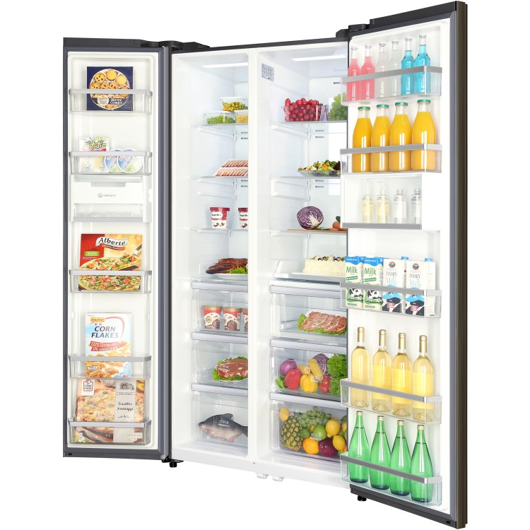 Haier HRF-800DGS8 1m Wide Side-by-side American Fridge Freezer - Titanium Glass