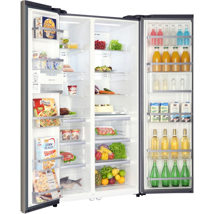 Haier HRF-800DGS8 1m Wide Side-by-side American Fridge Freezer - Titanium Glass