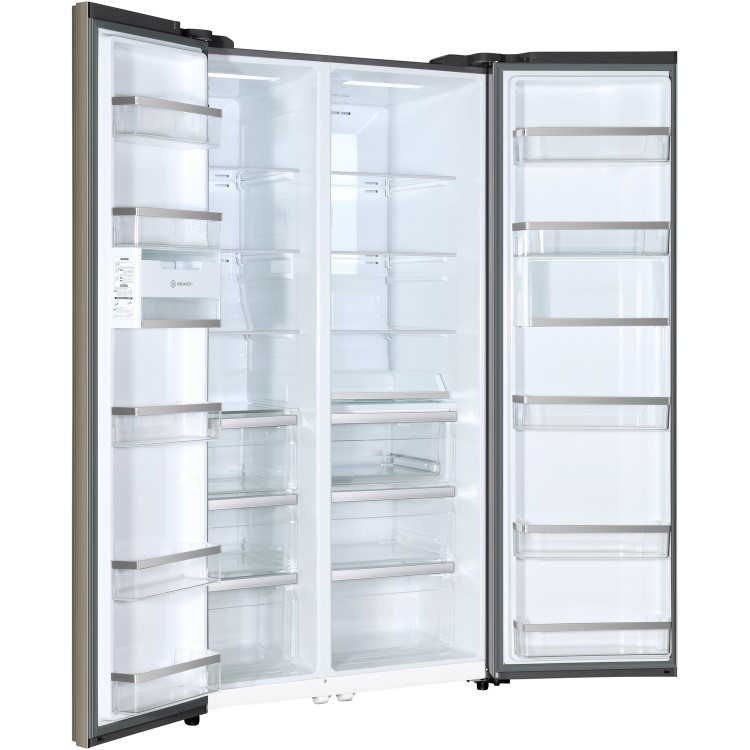 Haier HRF-800DGS8 1m Wide Side-by-side American Fridge Freezer - Titanium Glass