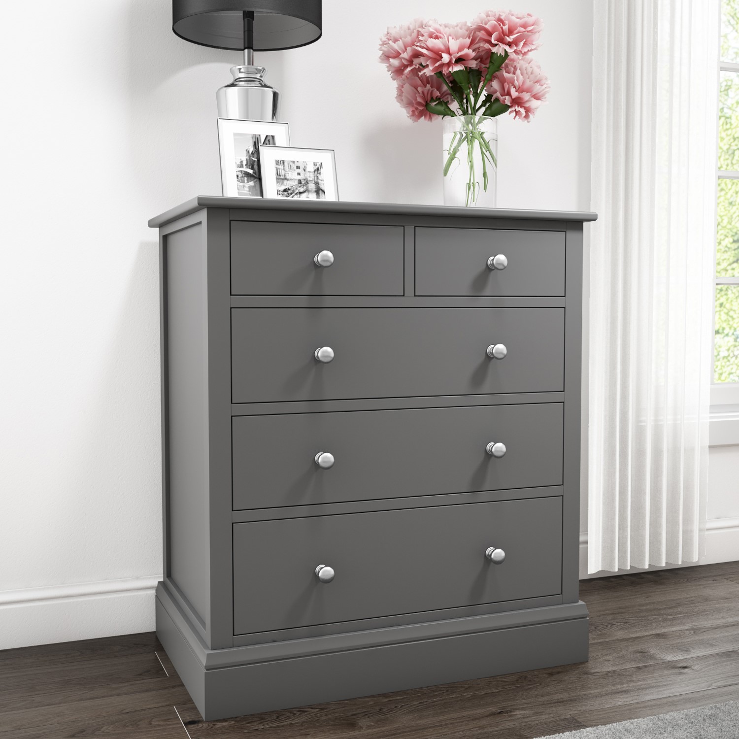 Grey Chest Of Drawers 23 Drawer Solid Wood Bedroom Storage Unit