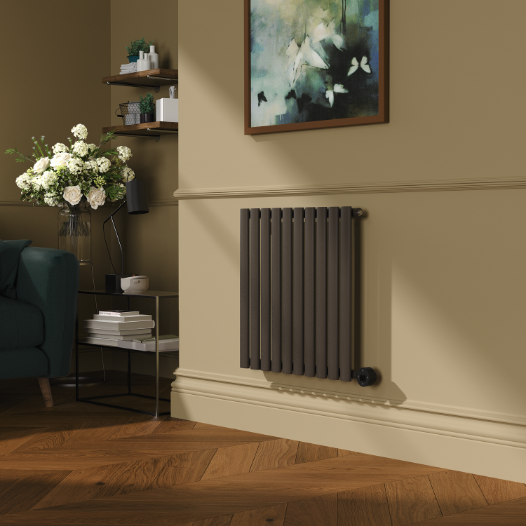 Russet Horizontal Smart Electric Radiator with Wi-Fi Thermostat - 1.2KW - H600xW590 - Bathroom Safe