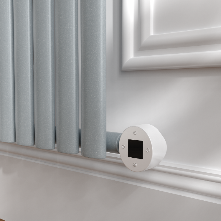 Salt & Pepper Horizontal Smart Electric Radiator with Wi-Fi Thermostat - 1.2KW - H600xW590 - Bathroom Safe