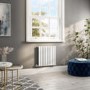 White Electric Horizontal Designer Radiator 0.6kW with Wifi Thermostat - H600xW590mm - IPX4 Bathroom Safe