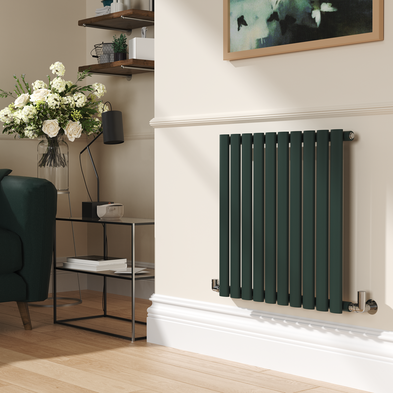 Evergreen Horizontal Oval Designer Radiator 600x590mm Single Panel 1576 BTU