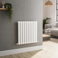 GRADE A2 - Sorrento White Horizontal Oval Designer Radiator 600x590mm Single Panel 1576 BTU GRADE A2 - Sorrento White Horizontal Oval Designer Radiator 600x590mm Single Panel 1576 BTU