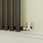 Sorrento Midnight Black Horizontal Oval Designer Radiator 800x590mm Single Panel 1576 BTU