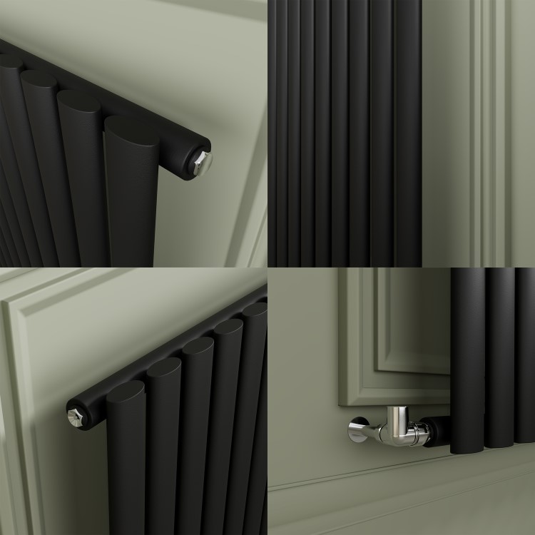 Sorrento Midnight Black Horizontal Oval Designer Radiator 800x590mm Single Panel 1576 BTU