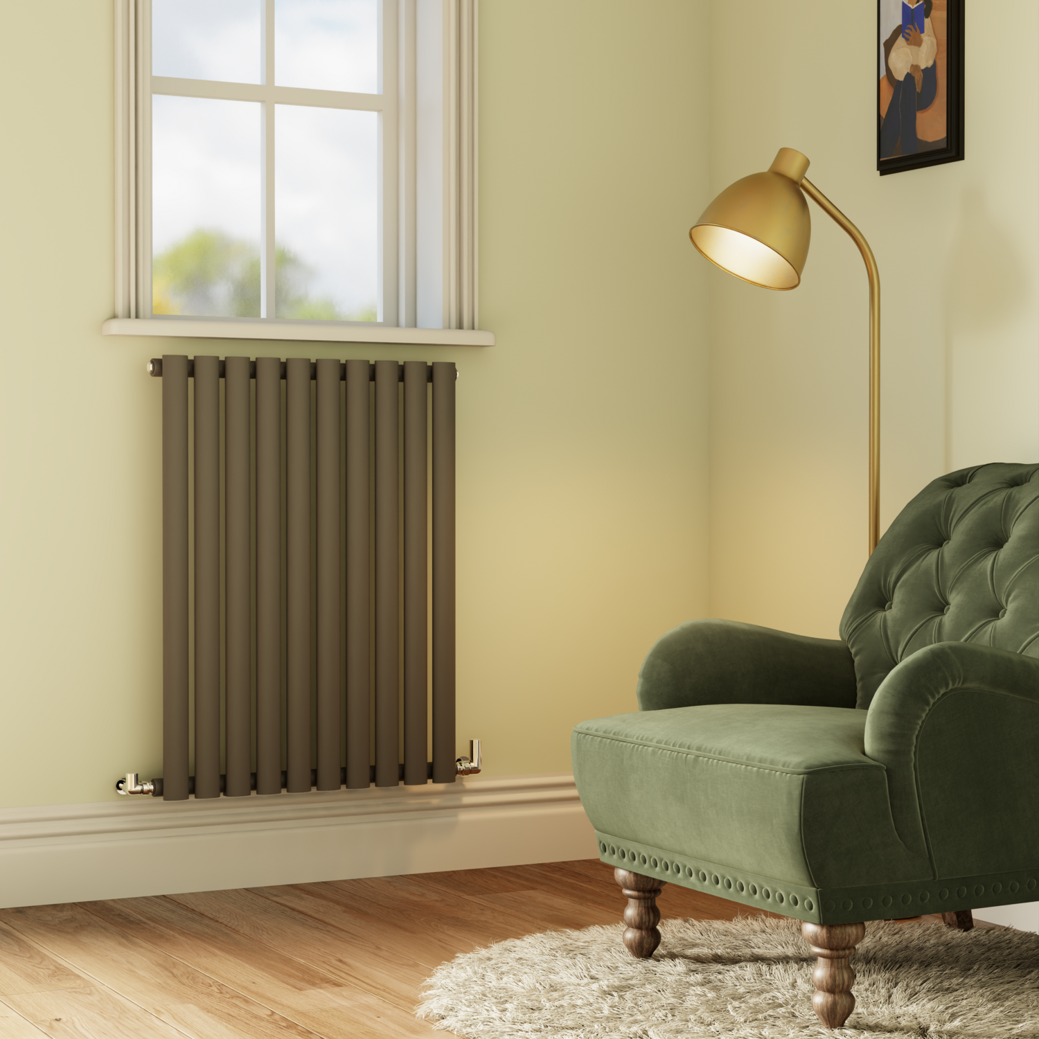Horizontal Oval Designer Radiator 800x590mm Single Panel 1947 BTU