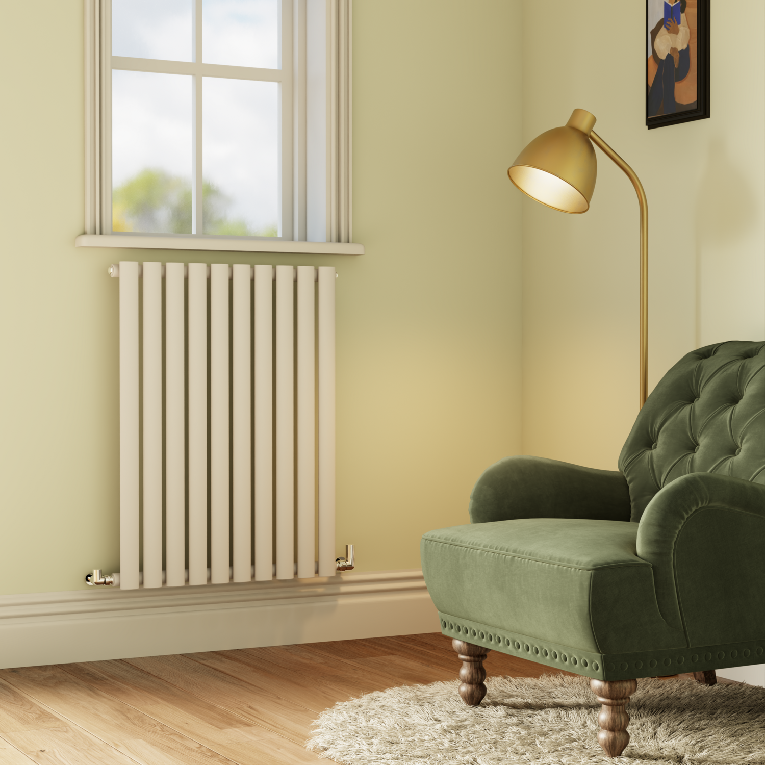 Sorrento  Horizontal Oval Designer Radiator 800X590mm Single Panel 1947 Btu HS10-800-WCO