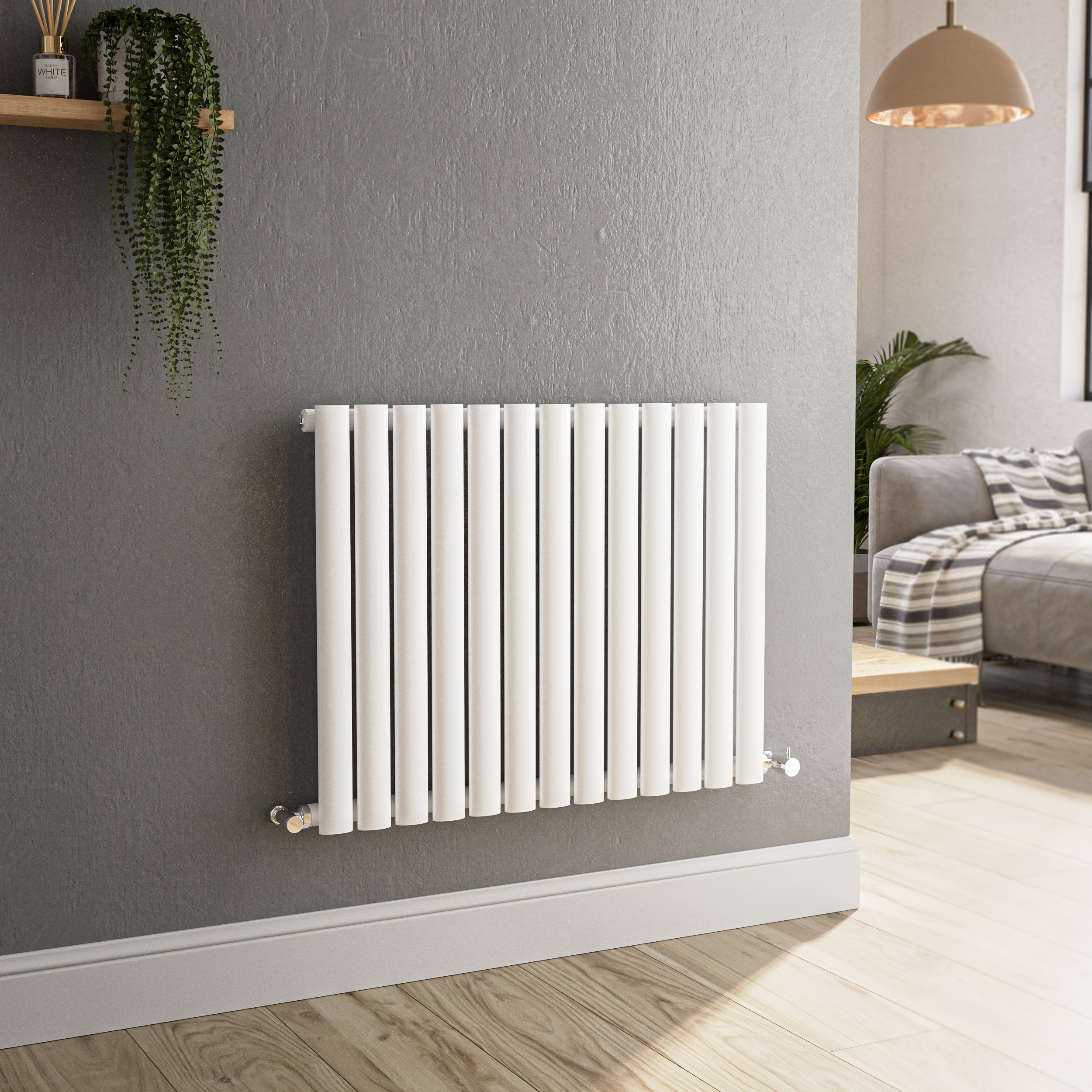 Sorrento  Horizontal Oval Designer Radiator 600X767mm Single Panel 2049 Btu HS13-600-WCO