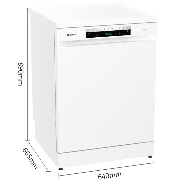 Refurbished Hisense HS673C60WUK Hygiene 16 Place Freestanding Dishwasher White