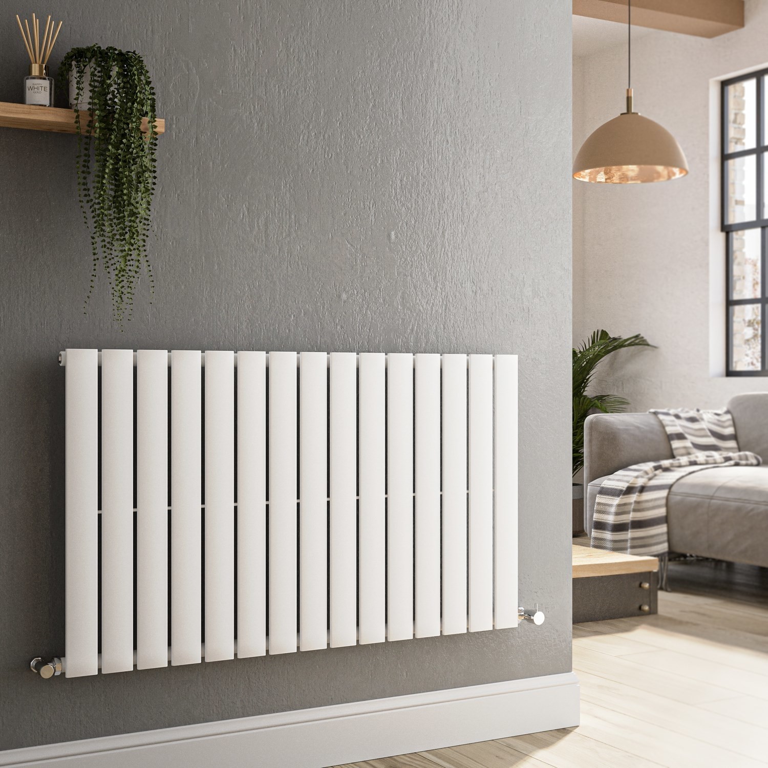 Riace  Horizontal Flat Designer Radiator 600X1020mm Single Panel 2383 Btu HS15-600-WCF