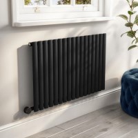 Midnight Black Horizontal Smart Electric Radiator with Wi-Fi Thermostat - 1.2kW - H600xW1003mm - Bathroom Safe