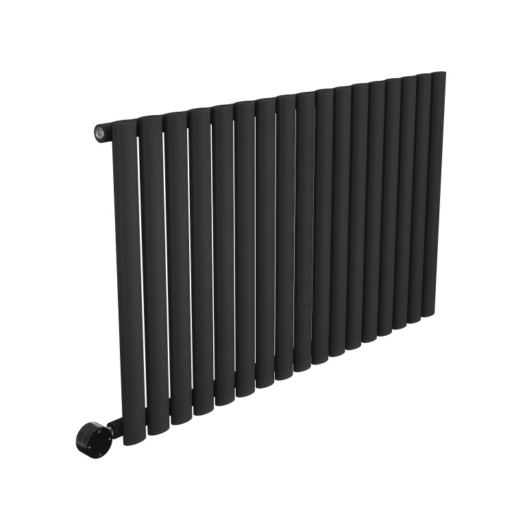 Midnight Black Horizontal Smart Electric Radiator with Wi-Fi Thermostat - 1.2kW - H600xW1003mm - Bathroom Safe