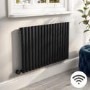 Midnight Black Horizontal Smart Electric Radiator with Wi-Fi Thermostat - 1.2kW - H600xW1003mm - Bathroom Safe