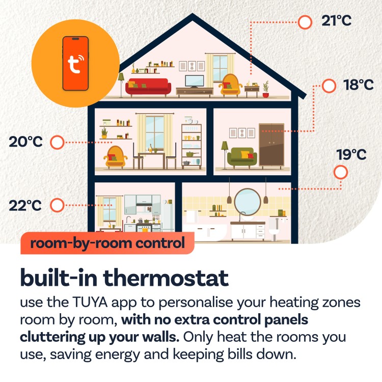 Anthracite Horizontal Smart Electric Radiator with Wi-Fi Thermostat - 1.2kW - H600xW1003mm - Bathroom Safe