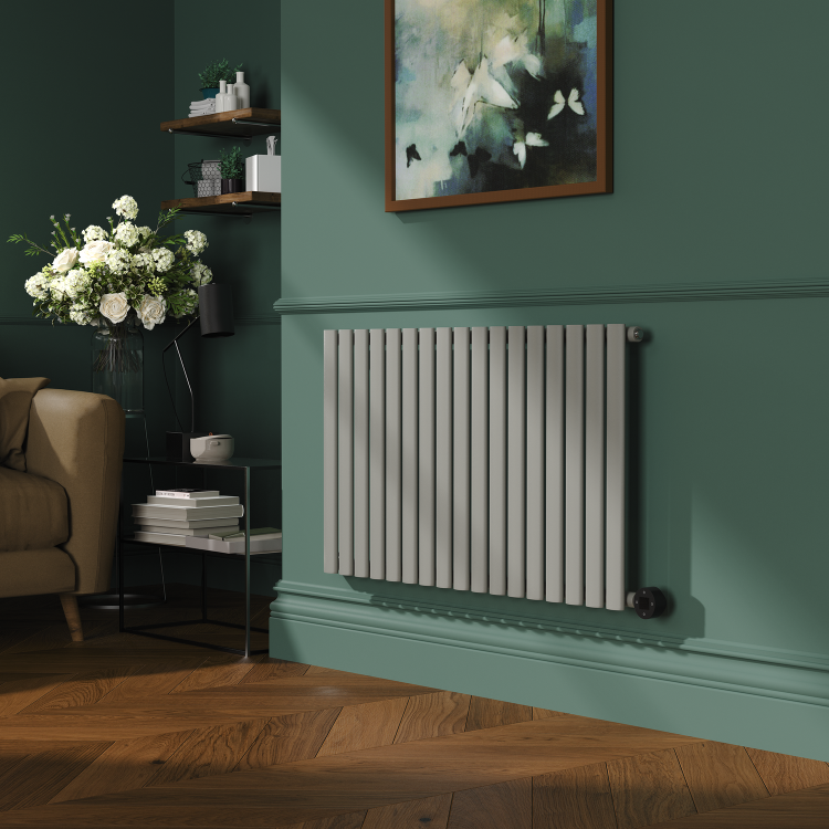 Smoked Stone Horizontal Smart Electric Radiator with Wi-Fi Thermostat - 1.2KW - H600xW1000 - Bathroom Safe