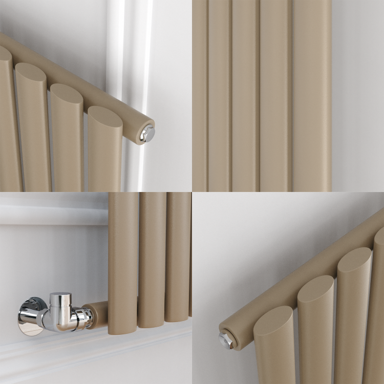 Sorrento Beige grey Horizontal Oval Designer Radiator 600x1003mm Single Panel 2679 BTU