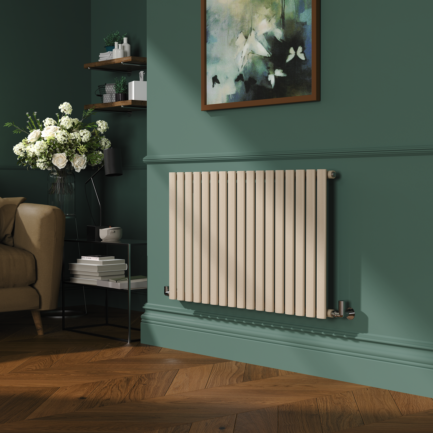 Cleopatra Horizontal Oval Designer Radiator 600x1003mm Single Panel 2679 BTU