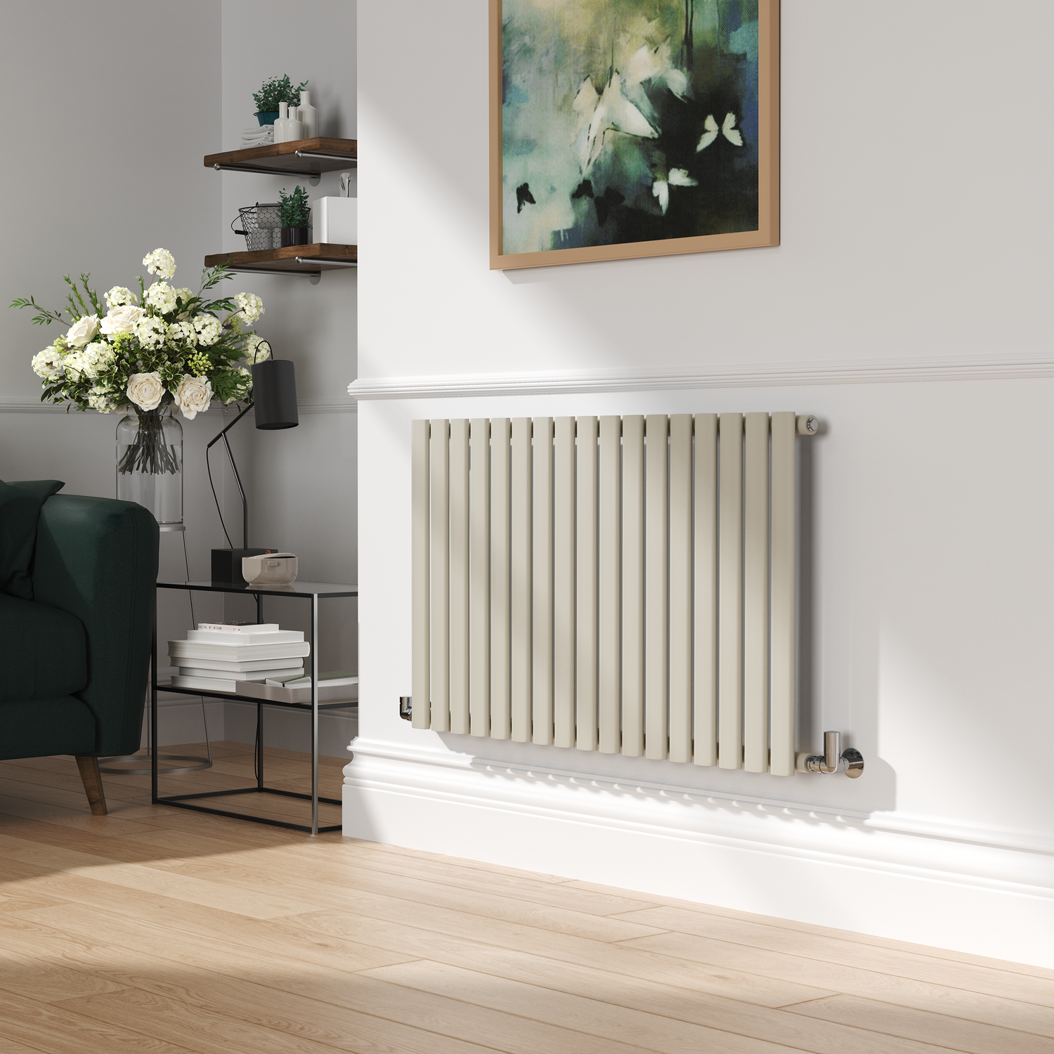 Sorrento Linen Horizontal Oval Designer Radiator 600X1003mm Single Panel 2679 Btu - Image 2