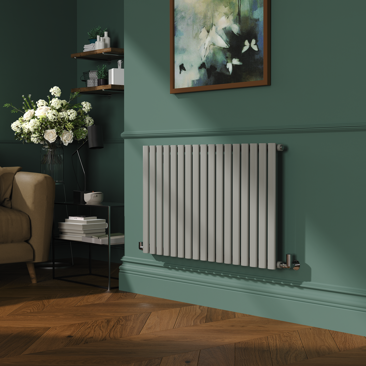 Smoked Horizontal Oval Designer Radiator 600x1003mm Single Panel 2679 BTU