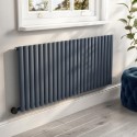 A1/HS24-600-2DGW Refurbished Anthracite Electric Horizontal Designer Radiator 2kW with Wifi Thermostat - H600xW1416mm - IPX4 Bathroom Safe