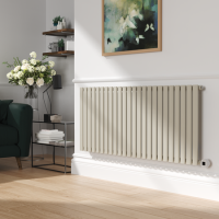 Linen Horizontal Smart Electric Radiator with Wi-Fi Thermostat - 2KW - H600xW1410 - Bathroom Safe