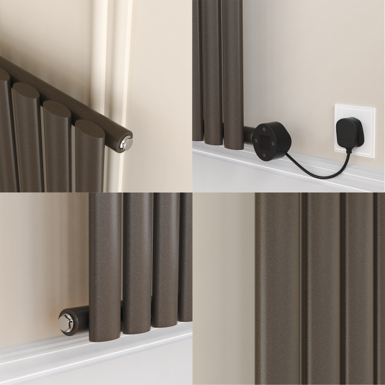 Russet Horizontal Smart Electric Radiator with Wi-Fi Thermostat - 2KW - H600xW1410 - Bathroom Safe