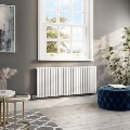 Refurbished White Electric Horizontal Designer Radiator 2kW with Wifi Thermostat - H600xW1416mm - IPX4 Bathroom Safe