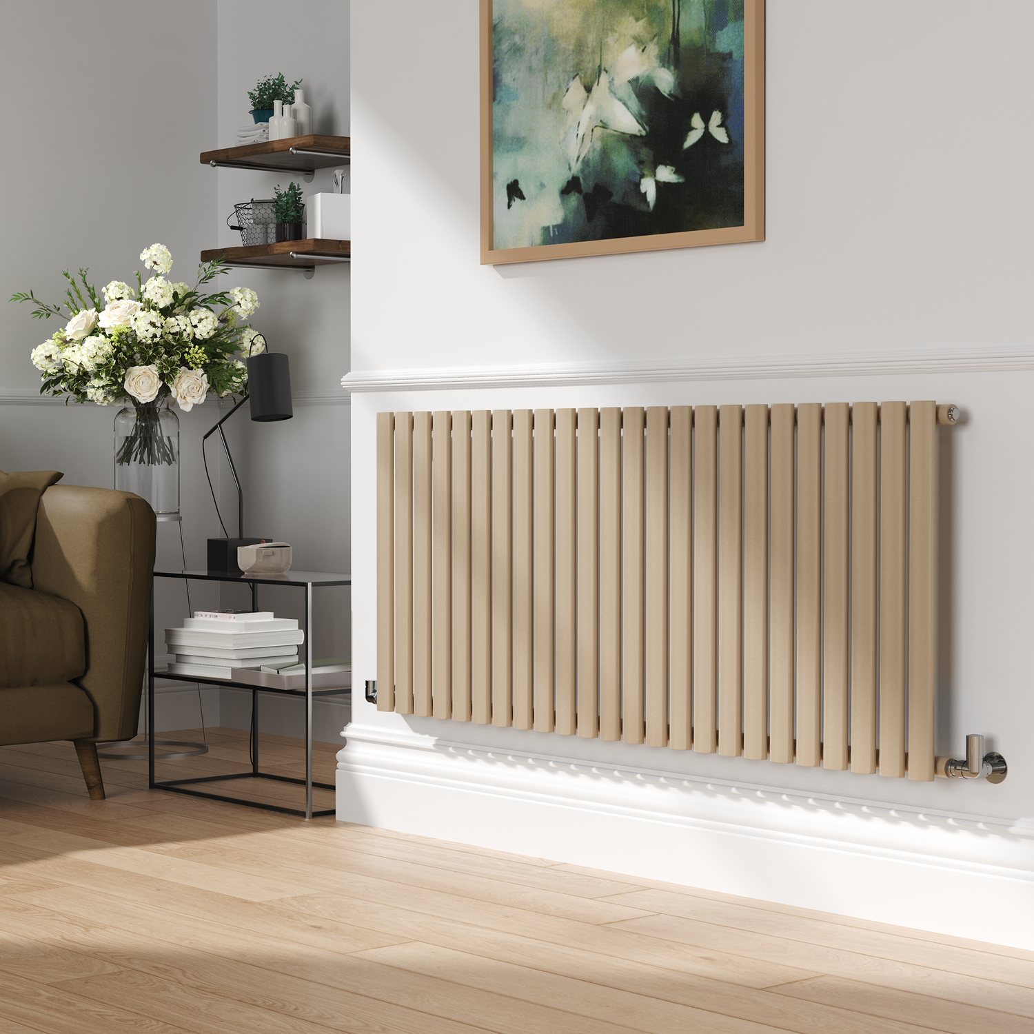 Sorrento Cleopatra Horizontal Oval Designer Radiator 600X1416mm Single Panel 3783 Btu HS24-600-CLCO