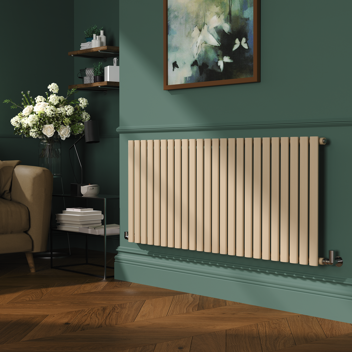 Sorrento Elk  Horizontal Oval Designer Radiator 600X1416mm Single Panel 3783 Btu HS24-600-EBCO