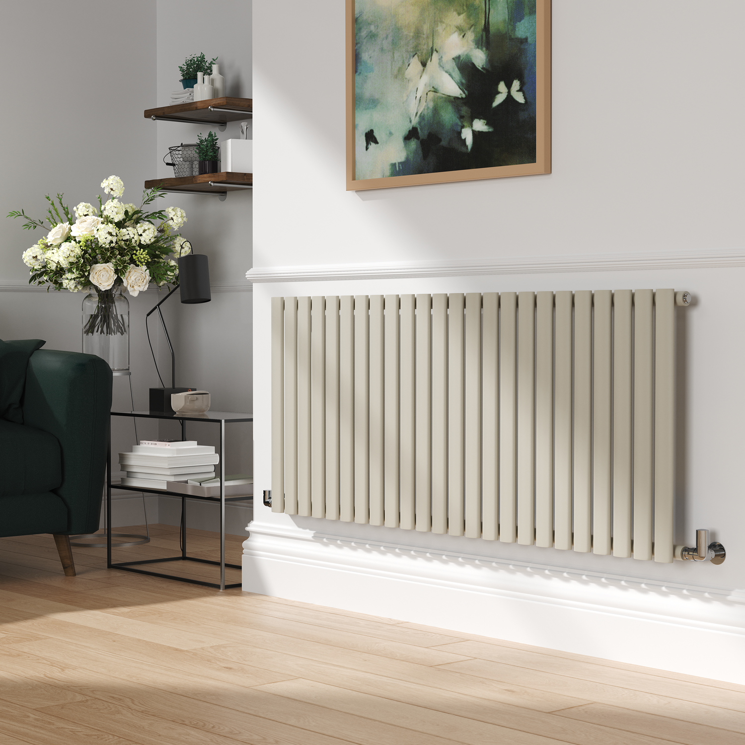 Sorrento  Horizontal Oval Designer Radiator 600X1416mm Single Panel 3783 Btu HS24-600-LICO