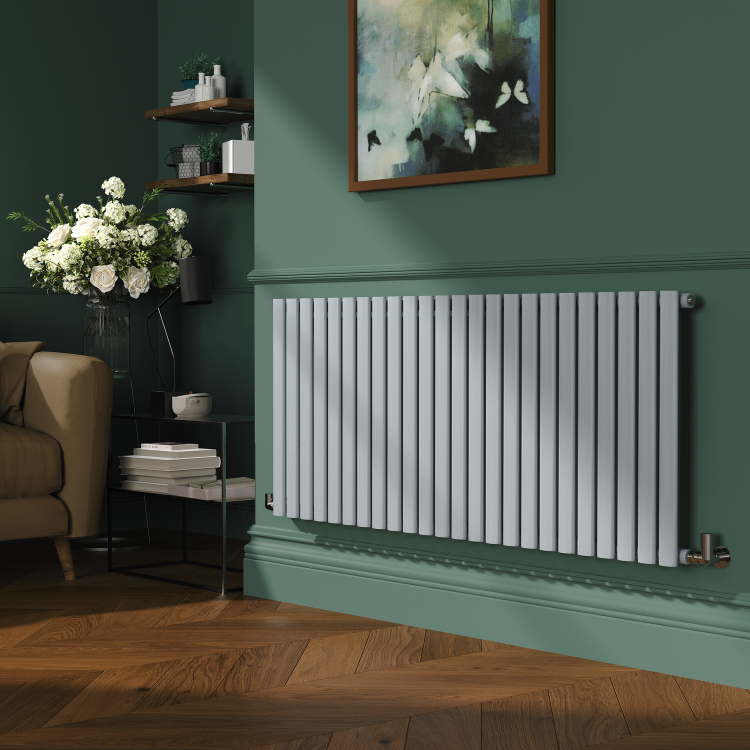 Sorrento Salt & Pepper Horizontal Oval Designer Radiator 600x1416mm Single Panel 3783 BTU