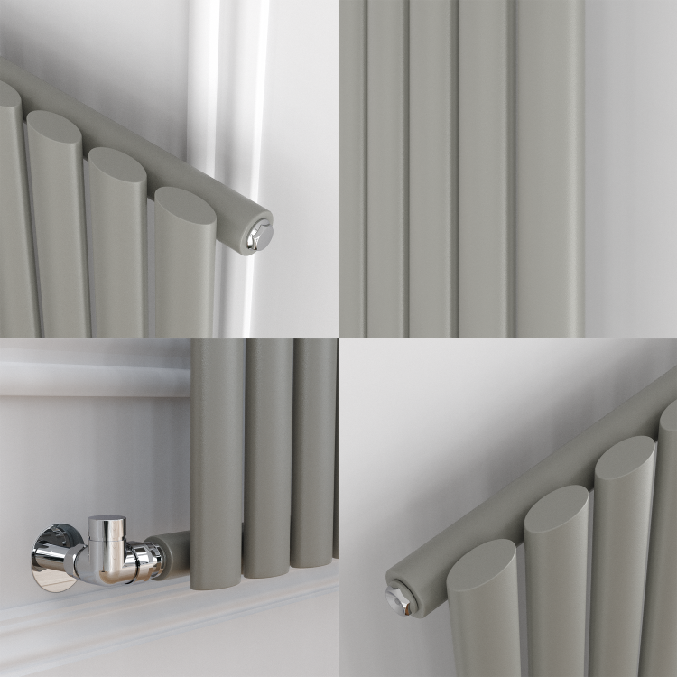 Sorrento Smoked Stone Horizontal Oval Designer Radiator 600x1416mm Single Panel 3783 BTU