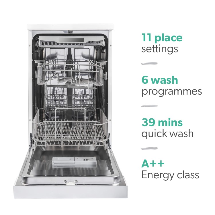 GRADE A2 - Hisense Slimline Freestanding Dishwasher - White