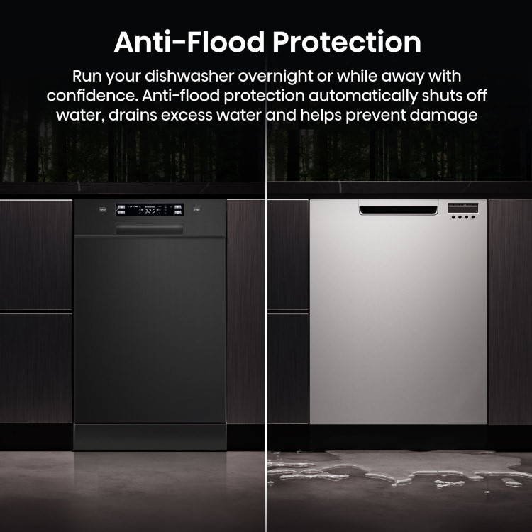 Hisense Freestanding Slimline Dishwasher - Auto Dry C-Rated Black