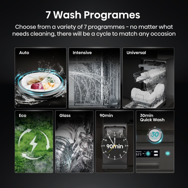 Hisense Freestanding Slimline Dishwasher - Auto Dry C-Rated Black