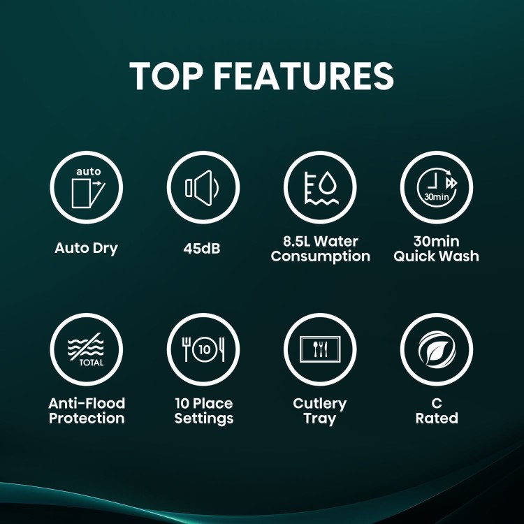 Hisense Freestanding Slimline Dishwasher - Auto Dry C-Rated Black