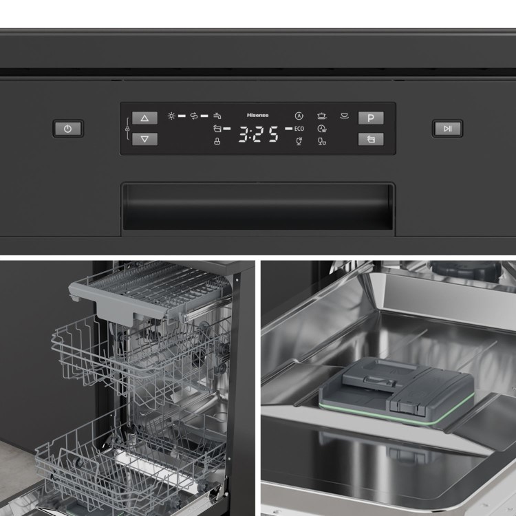 Hisense Freestanding Slimline Dishwasher - Auto Dry C-Rated Black