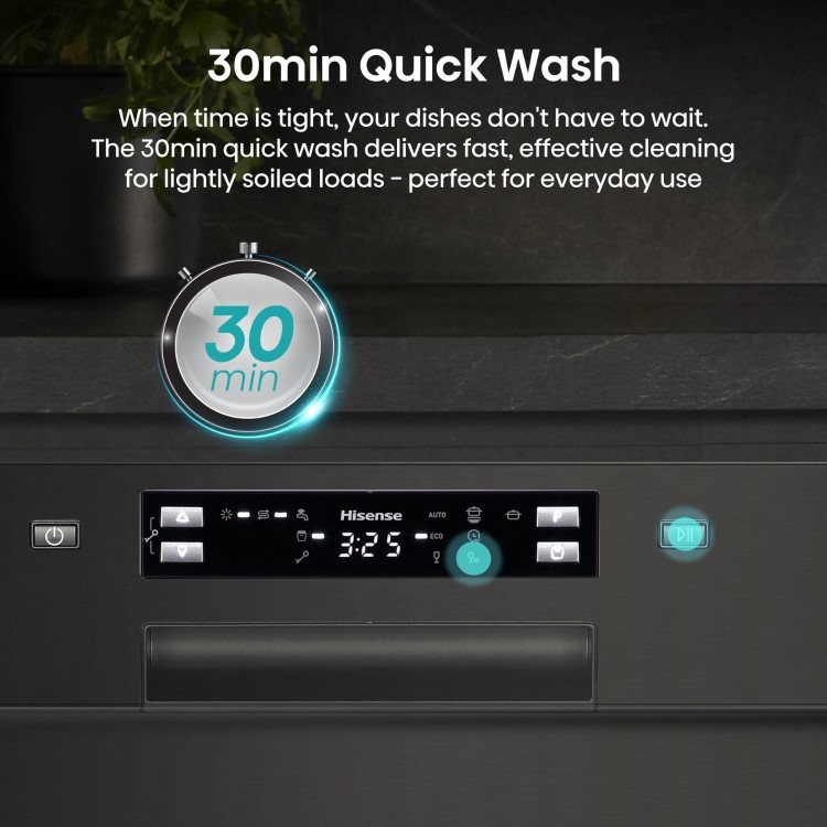 Hisense Freestanding Slimline Dishwasher - Auto Dry C-Rated Black