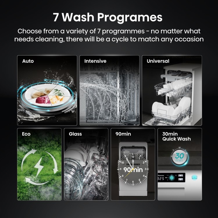 Hisense Freestanding Slimline Dishwasher - Auto Dry C-Rated White