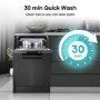 Refurbished Hisense HS523E15BUK 10 Place Freestanding Slimline Dishwasher Black