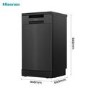 Refurbished Hisense HS523E15BUK 10 Place Freestanding Slimline Dishwasher Black