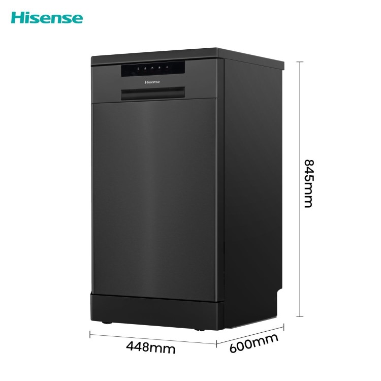Refurbished Hisense HS523E15BUK 10 Place Freestanding Slimline Dishwasher Black