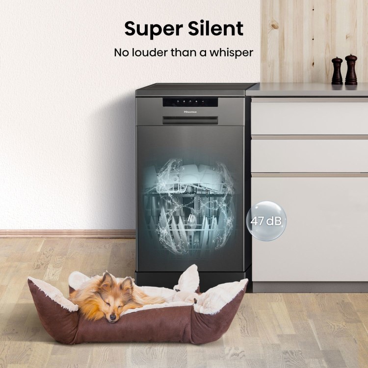 Refurbished Hisense HS523E15BUK 10 Place Freestanding Slimline Dishwasher Black