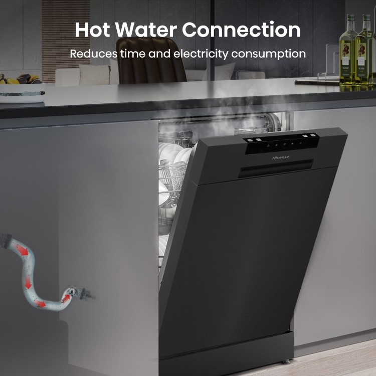 Refurbished Hisense HS523E15BUK 10 Place Freestanding Slimline Dishwasher Black