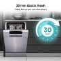 Refurbished Hisense HS523E15XUK 10 Place Freestanding Slimline Dishwasher Stainless Steel